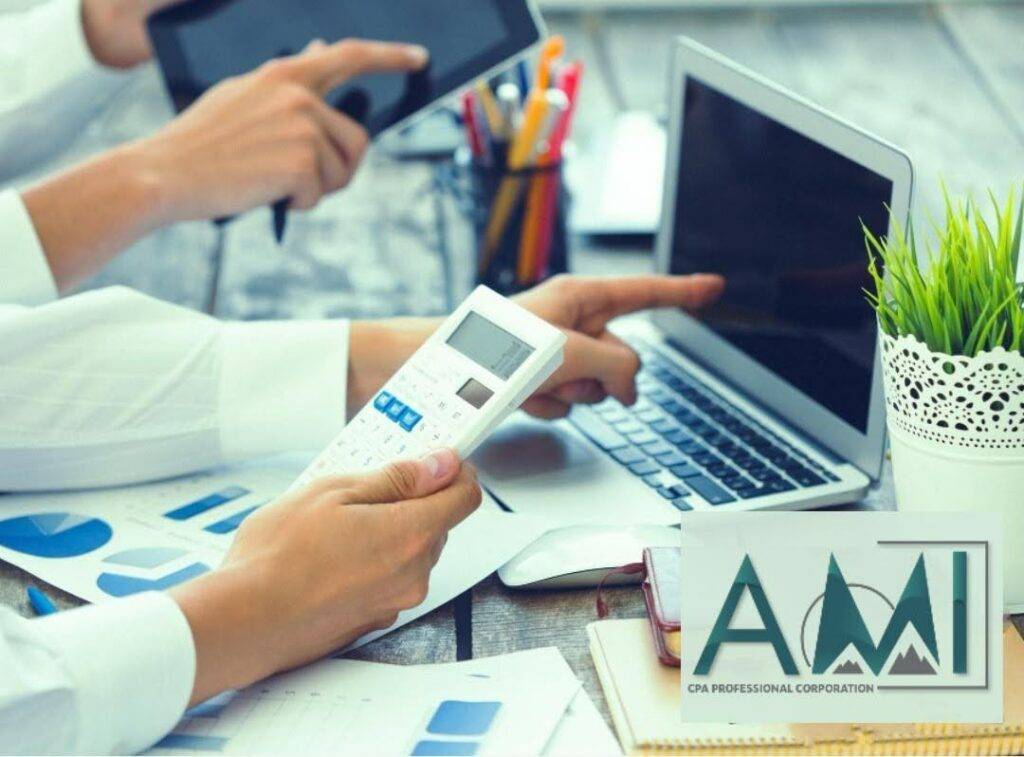 Branded image of A.M.I. CPA Professional Corporation. Bookkeepers and Business Accountants work together to provide specific accounting needs for a company.